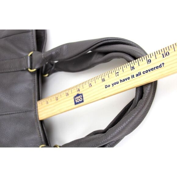 LARGE Cole Haan GRAY GENUINE LEATHER TOTE TOP HANDLES SHOULDER BAG HANDBAG PURSE - Picture 13 of 13